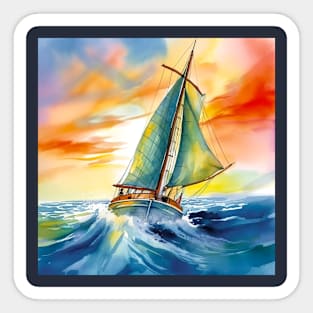 Sailing towards the sunset Sticker